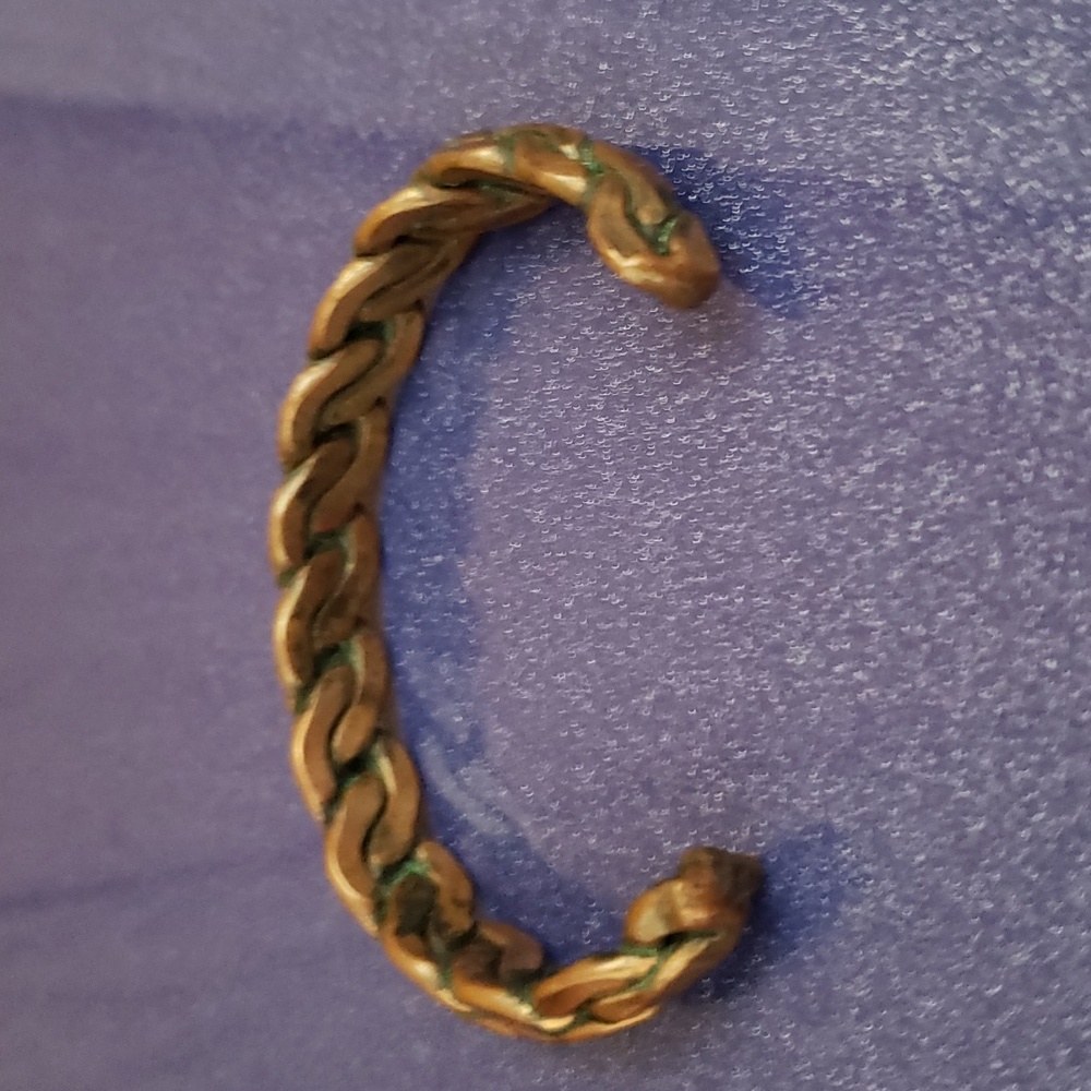 SOLD - Vintage Solid Copper Cuff Twisted Rope Braided Unisex Bracelet Southwest - Picture 2 of 3
